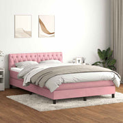 Box Spring krevet s madracem i LED ružičasti 160x220 cm baršun