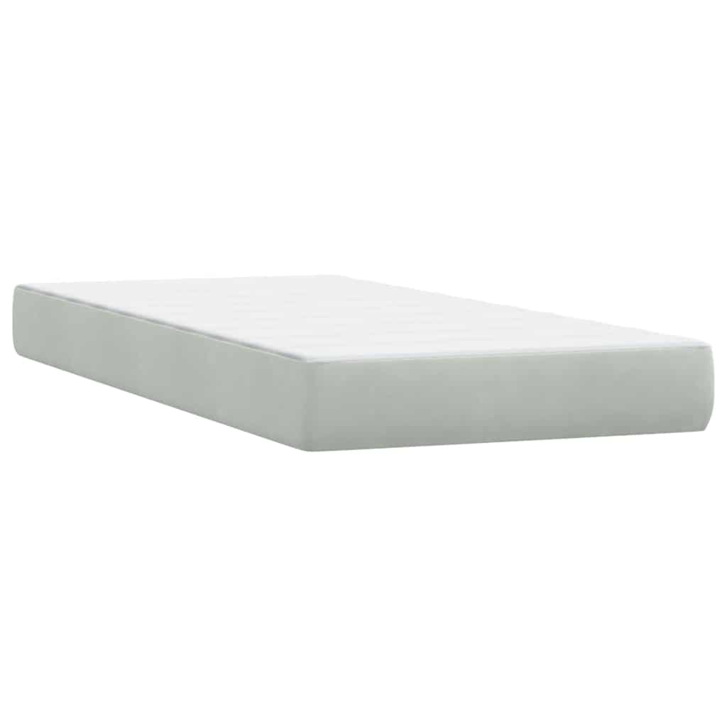 Box Spring krevet s madracem i LED svijetlo sivi 80x210 cm baršun