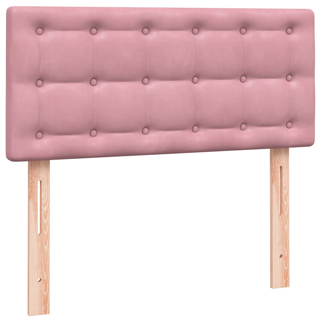 Box Spring krevet s madracem i LED ružičasti 90x210 cm samt