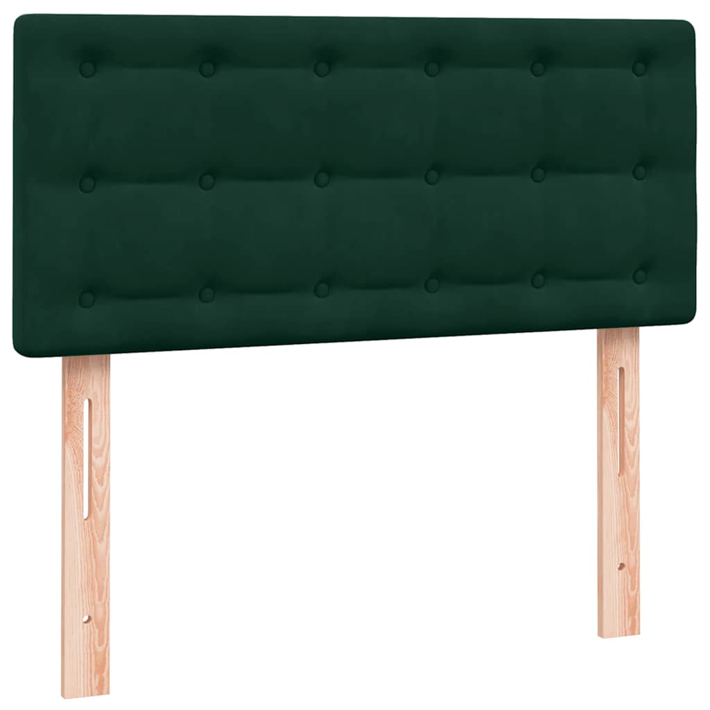Box Spring krevet s madracem i LED tamnozeleni 80x220 cm baršun