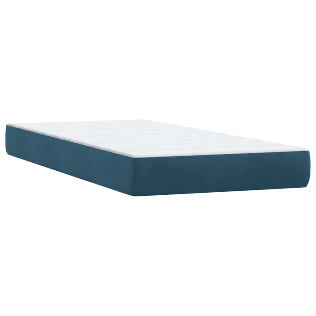 Box Spring krevet s madracem i LED tamnoplavi 80x220 cm baršunasti