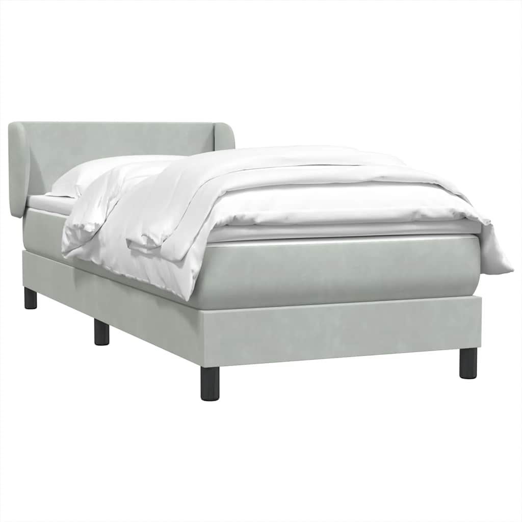 Box Spring krevet s madracem svijetlo sivi 90x210 cm baršun