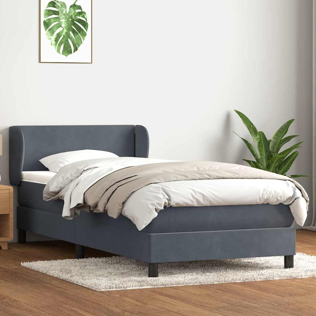 Box spring krevet s madracem tamnosivi 80 x 220 cm baršunasti