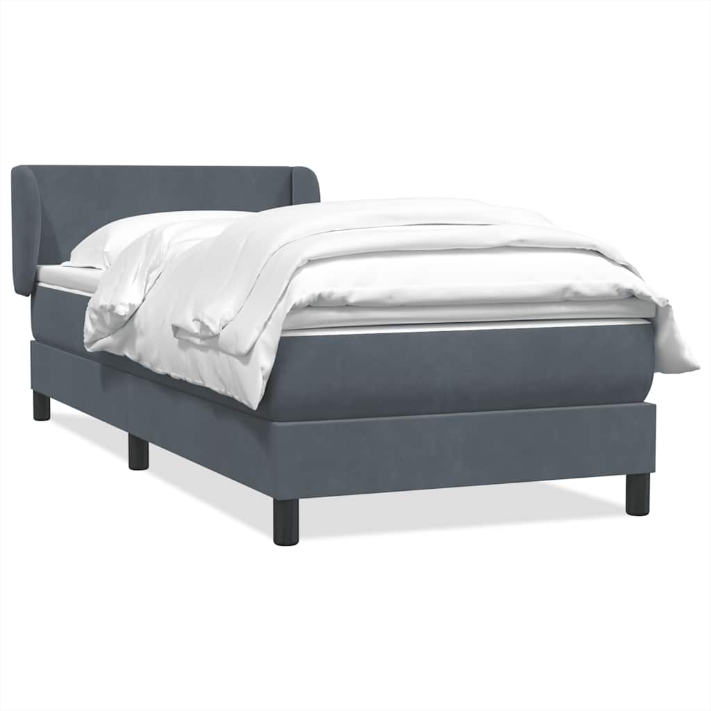 Box spring krevet s madracem tamnosivi 80 x 220 cm baršunasti
