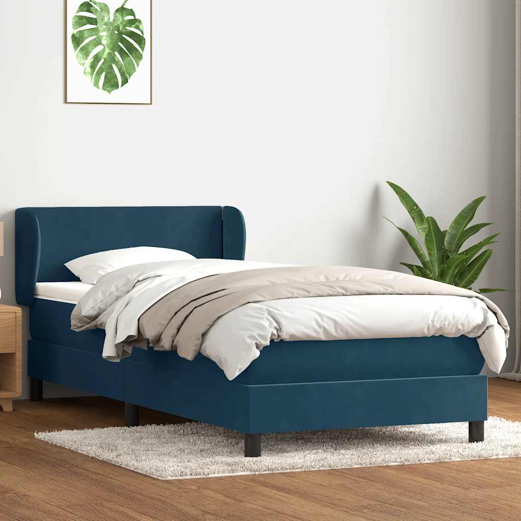 Box spring krevet s madracem tamnoplavi 80x220 cm baršunasti