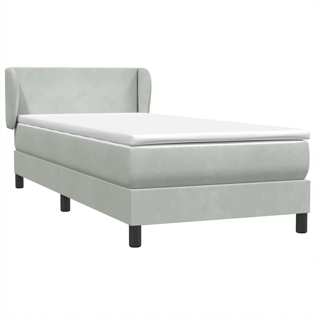 Box Spring krevet s madracem svijetlo sivi 90x220 cm baršun
