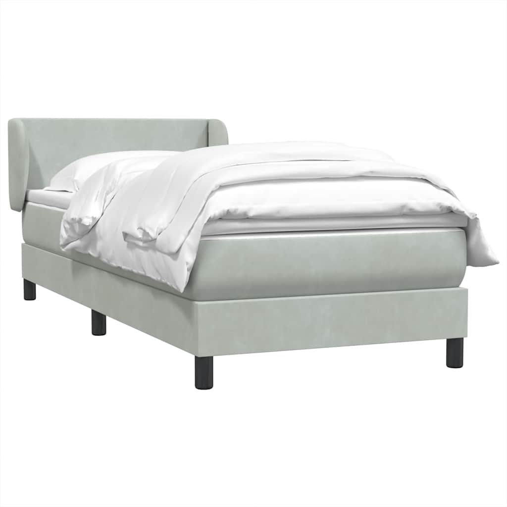 Box Spring krevet s madracem svijetlo sivi 90x220 cm baršun