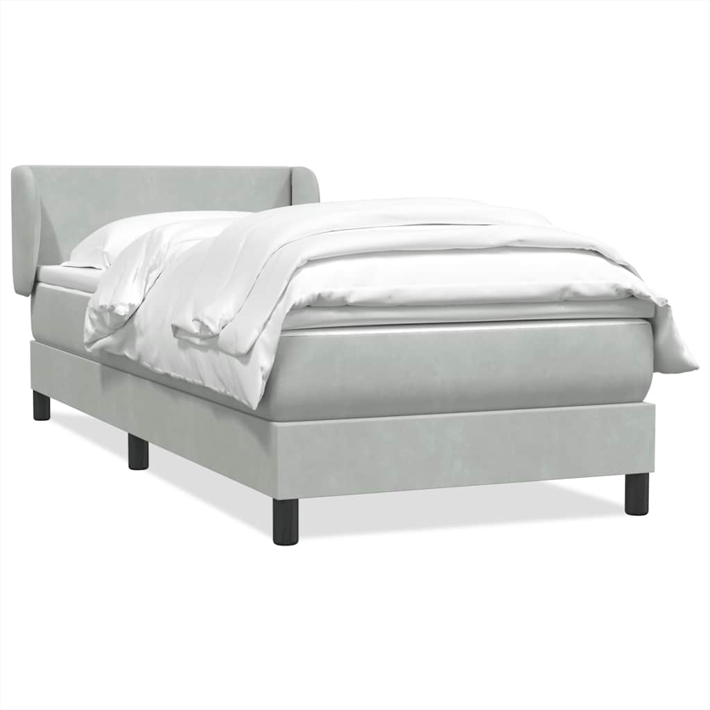 Box Spring krevet s madracem svijetlo sivi 90x220 cm baršun