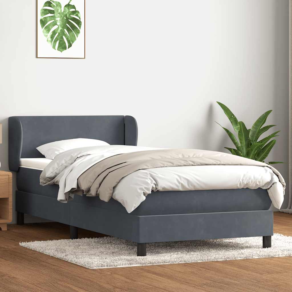 Box spring krevet s madracem tamnosivi 90x220 cm baršunasti
