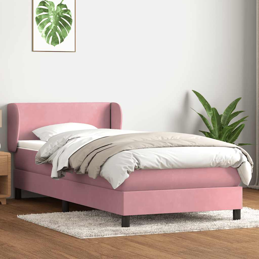 Box spring krevet s madracem ružičasti 90x220 cm baršunasti