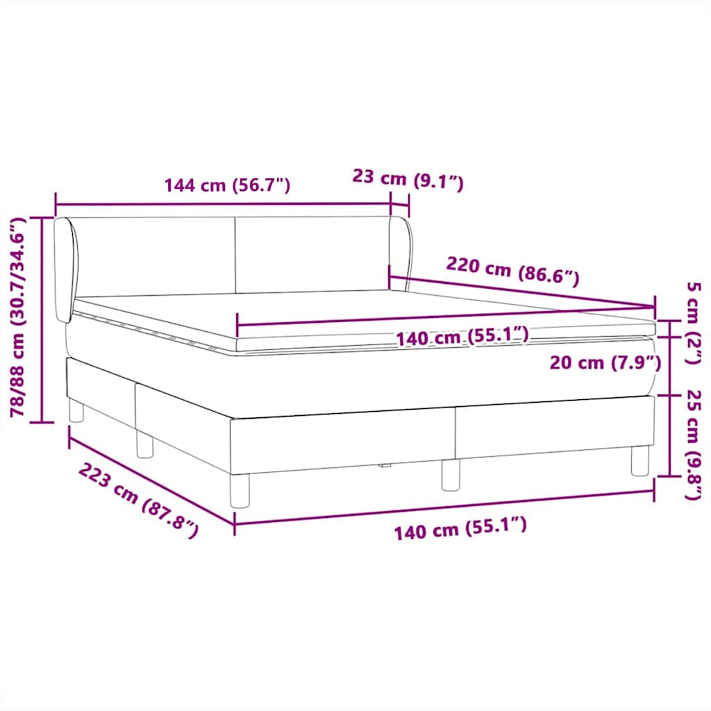 Box Spring krevet s madracem ružičasti 140x220 cm baršun