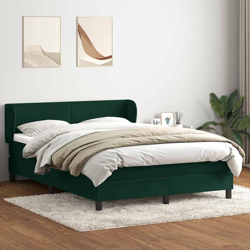 Box Spring krevet s madracem tamno zeleni 160x220 cm baršun