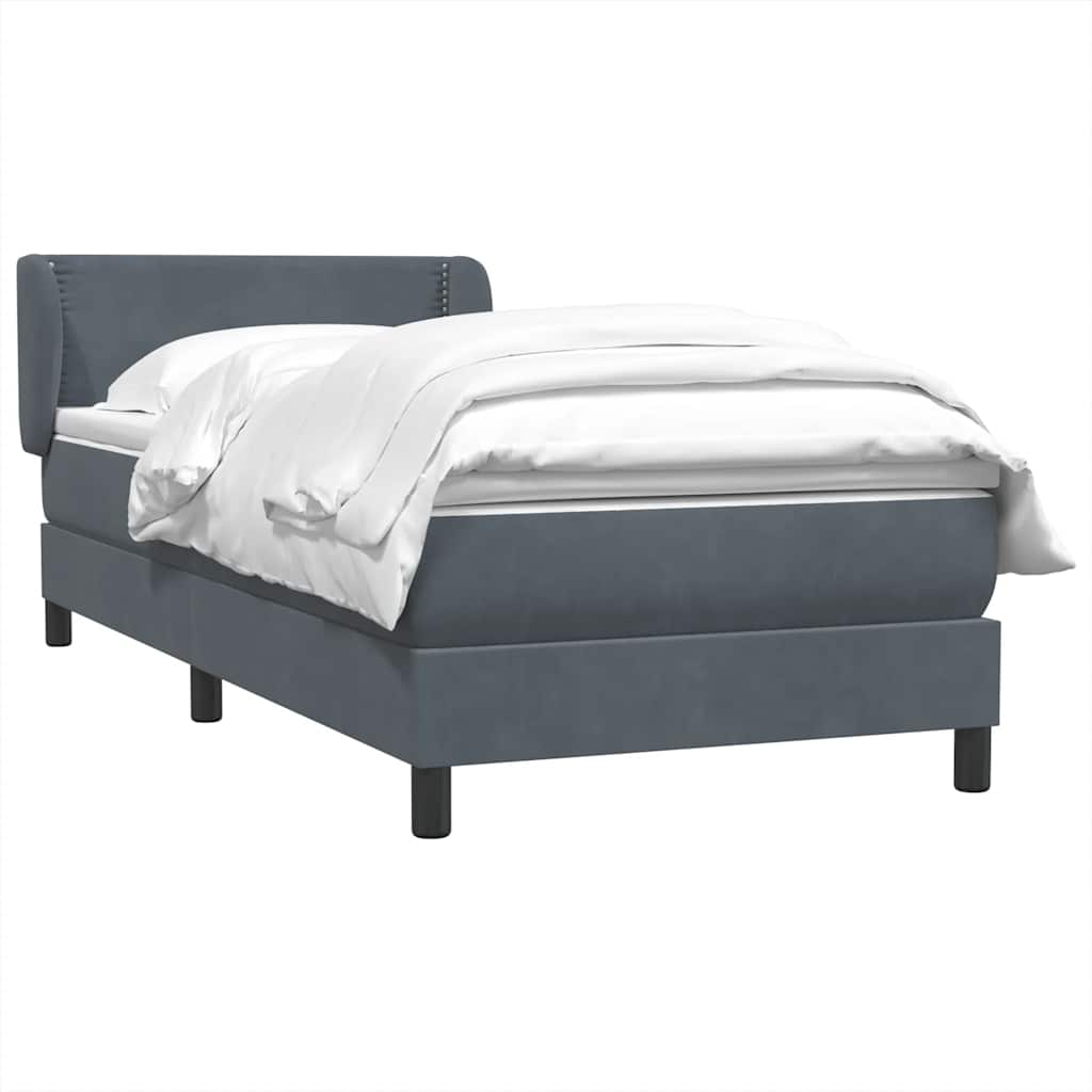 Box spring krevet s madracem tamnosivi 90x220 cm baršunasti