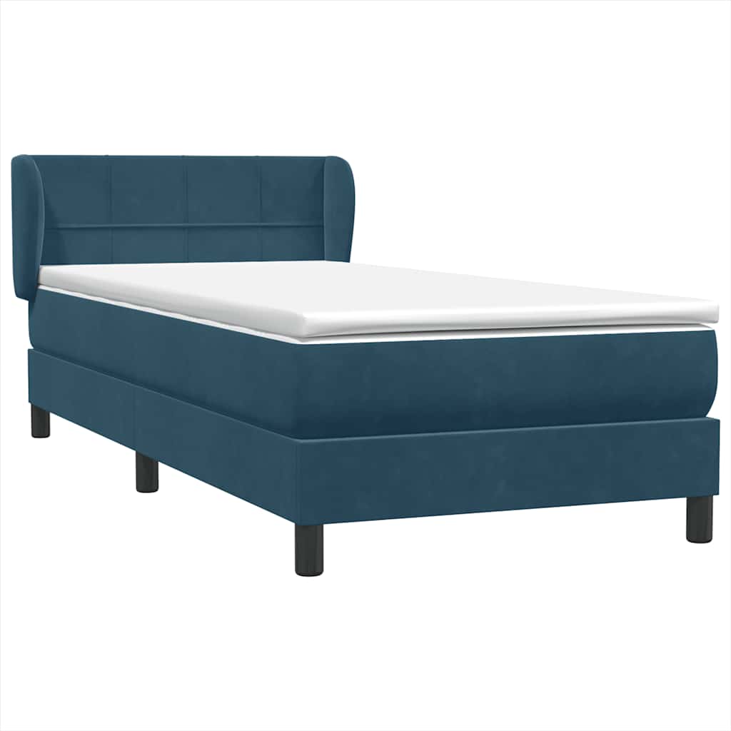 Box Spring krevet s madracem tamnoplavi 80x210 cm baršun