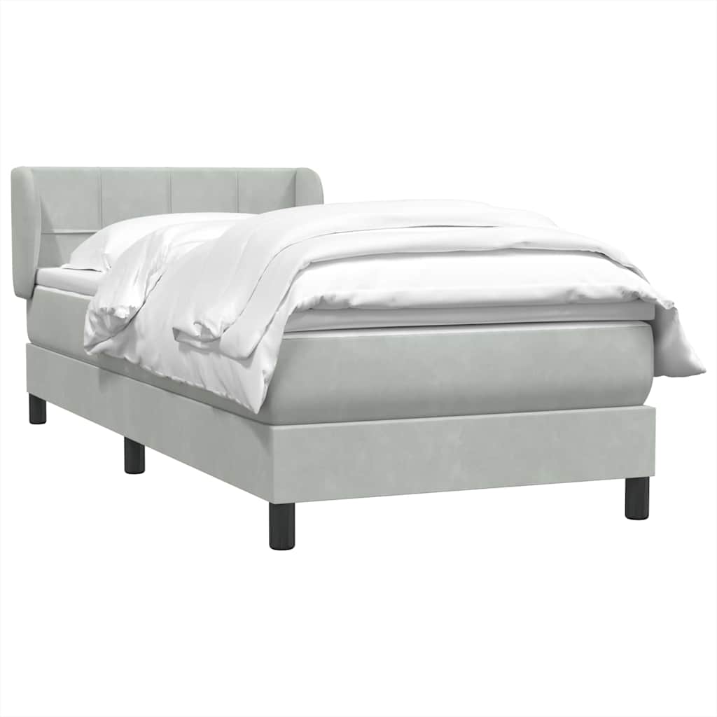 Box Spring krevet s madracem svijetlo sivi 90x210 cm baršun
