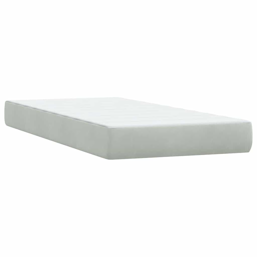 Box Spring krevet s madracem svijetlo sivi 90x210 cm baršun