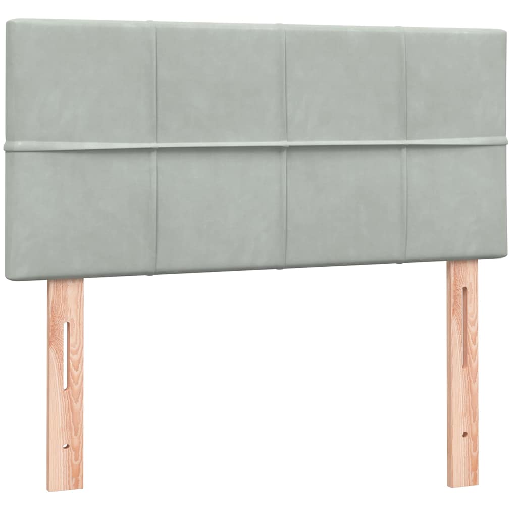 Box Spring krevet s madracem svijetlo sivi 90x210 cm baršun
