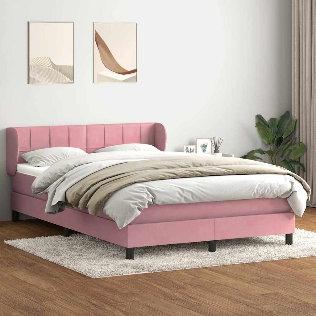 Krevet s oprugama i madracem ružičasti 160x210 cm baršunasti