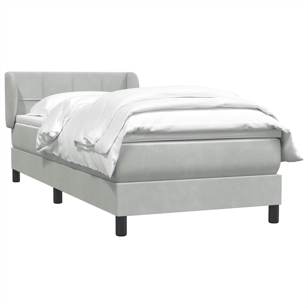 Box Spring krevet s madracem svijetlo sivi 80x220 cm samt