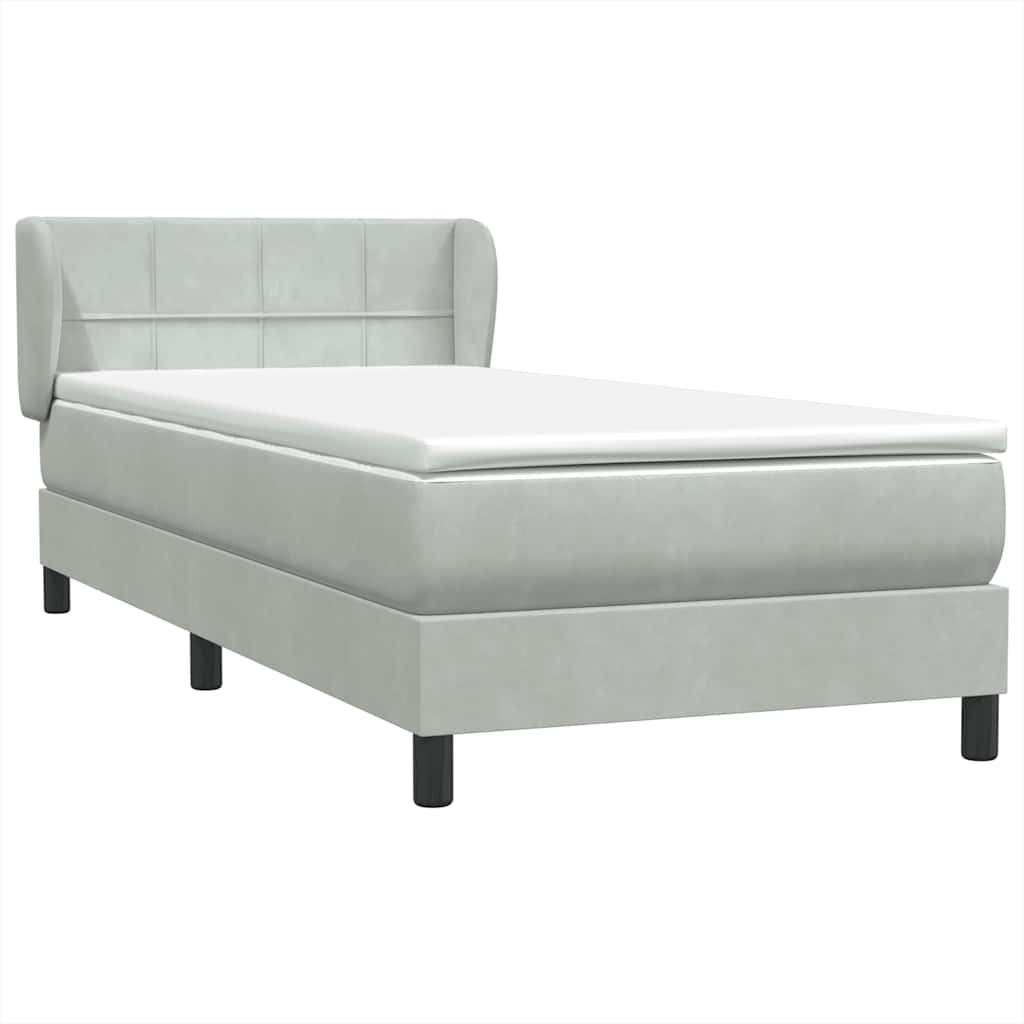 Box Spring krevet s madracem svijetlo sivi 80x220 cm samt