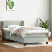 Box Spring krevet s madracem svijetlo sivi 90x220 cm baršun