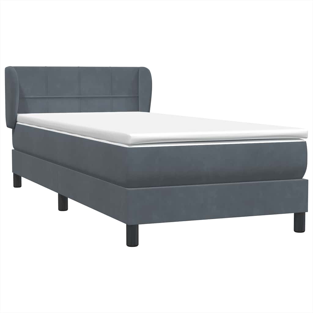 Box spring krevet s madracem tamnosivi 90x220 cm baršunasti