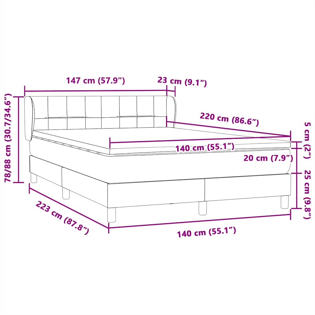 Box Spring krevet s madracem ružičasti 140x220 cm baršun