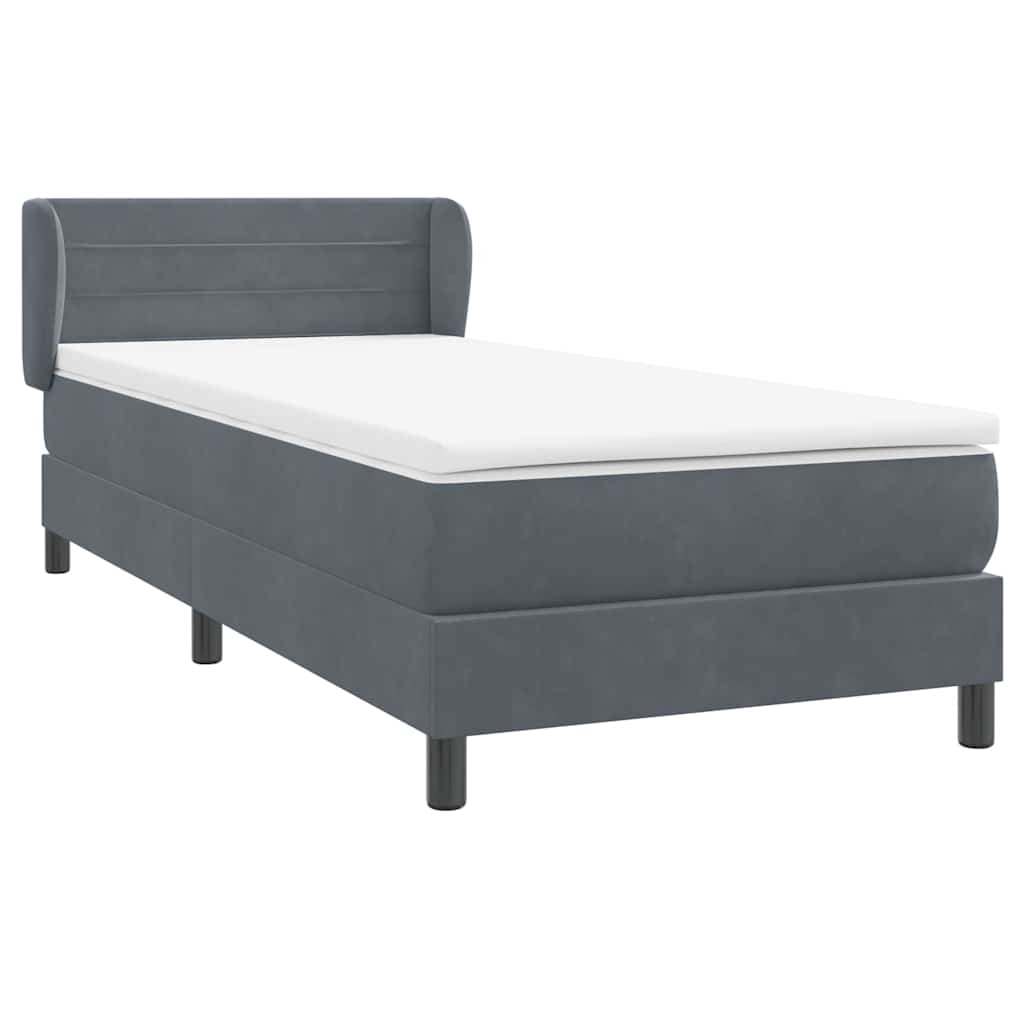 Box Spring krevet s madracem tamno sivi 80x210 cm baršun