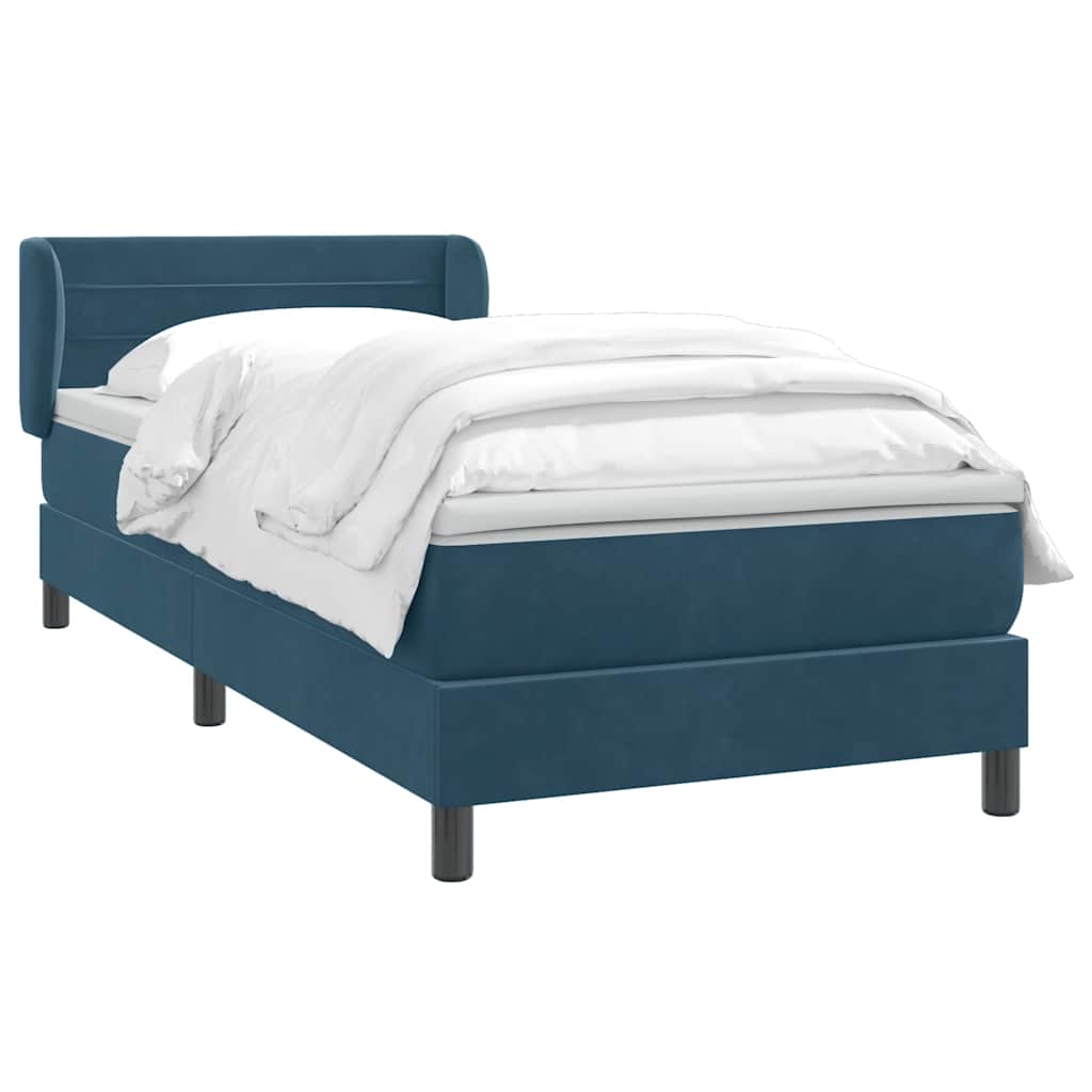 Box Spring krevet s madracem tamnoplavi 80x210 cm baršun
