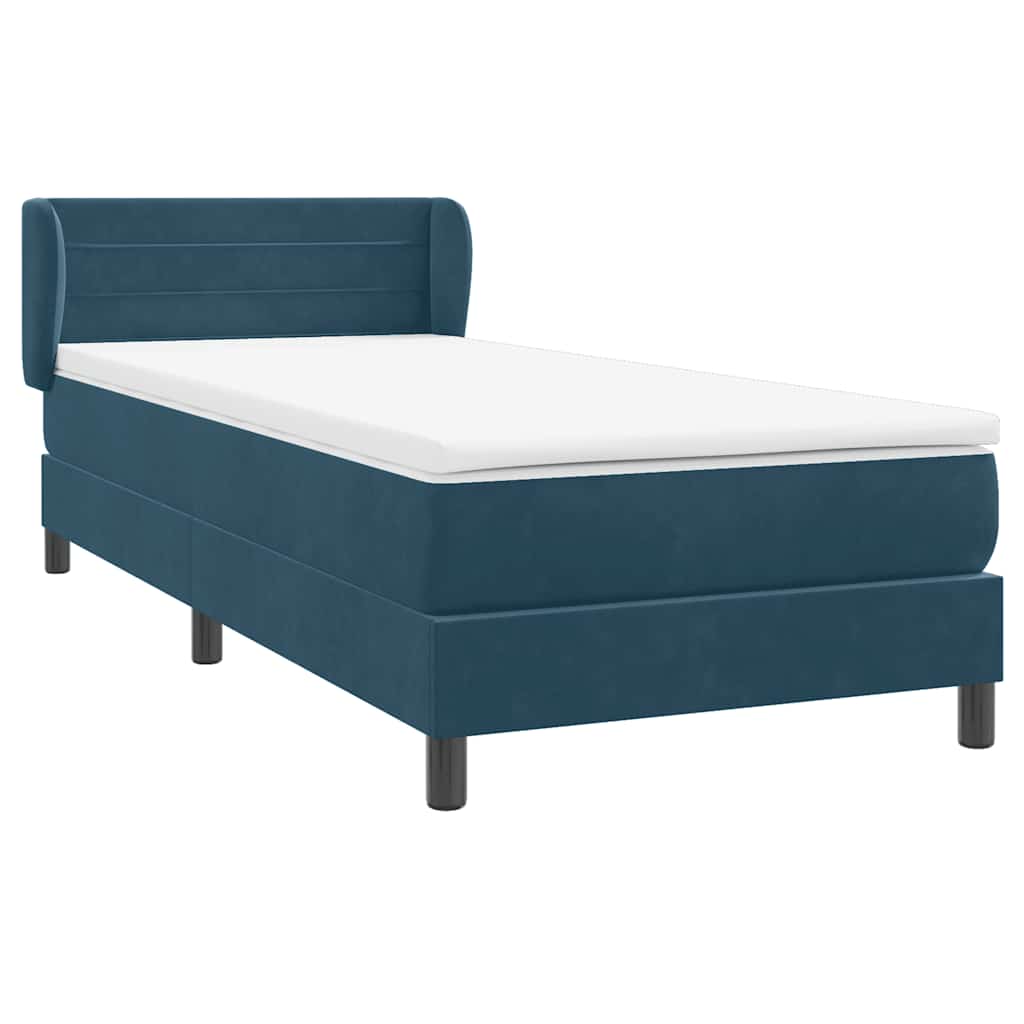 Box Spring krevet s madracem tamnoplavi 80x210 cm baršun