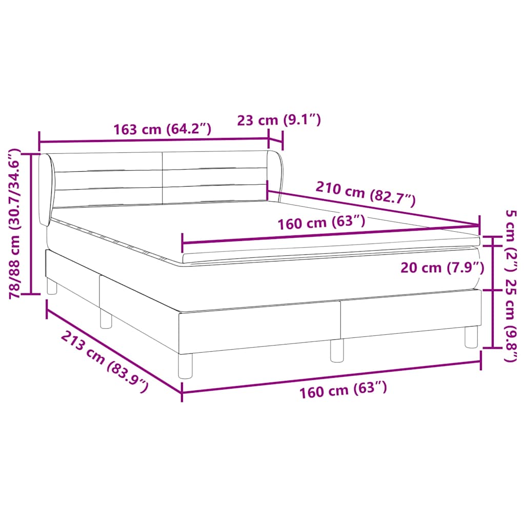 Box spring krevet s madracem crni 160x210 cm baršunasti