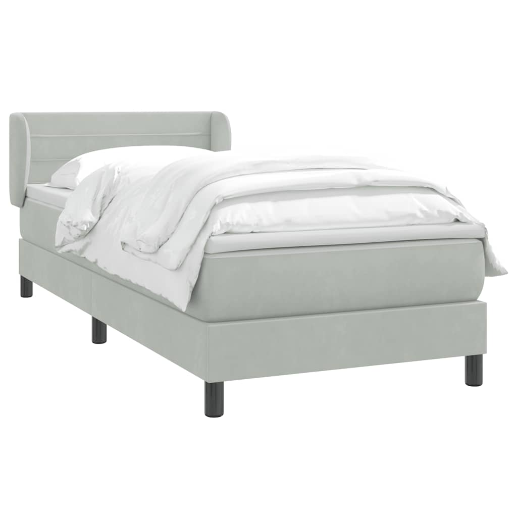 Box Spring krevet s madracem svijetlo sivi 80x220 cm samt