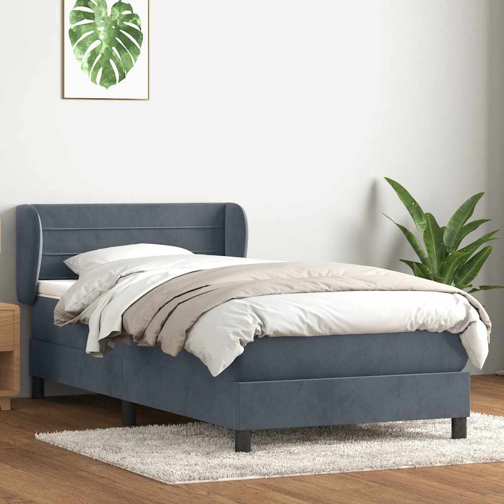 Box spring krevet s madracem tamnosivi 80 x 220 cm baršunasti