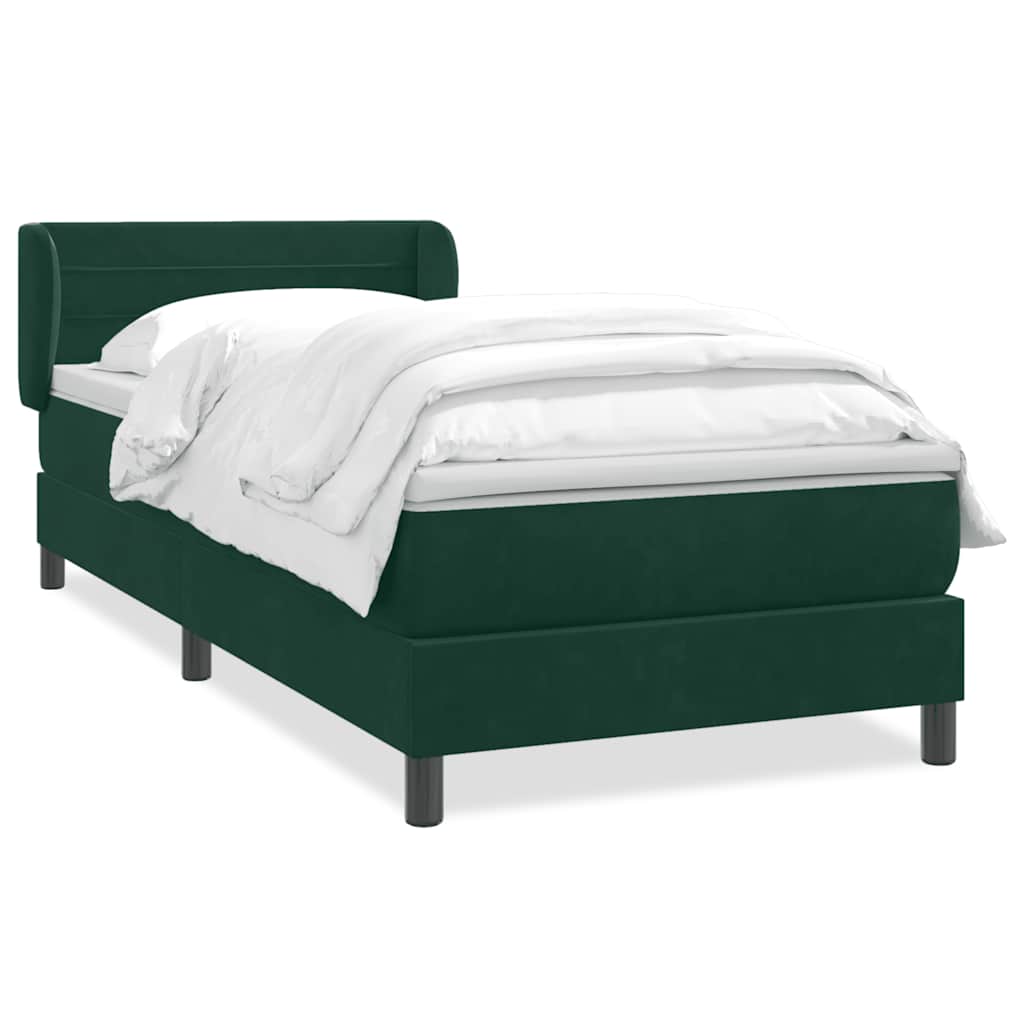 Box Spring krevet s madracem tamnozeleni 80x220 cm baršun