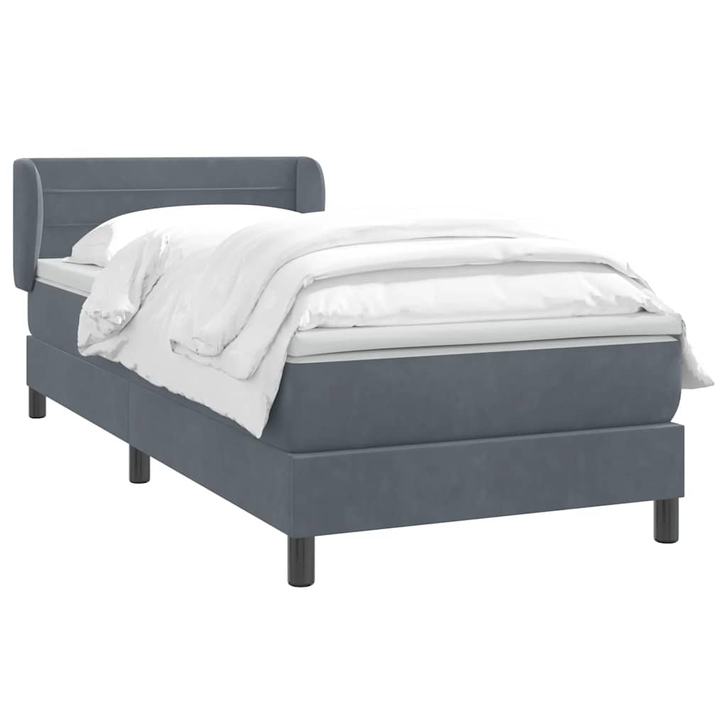 Box spring krevet s madracem tamnosivi 90x220 cm baršunasti