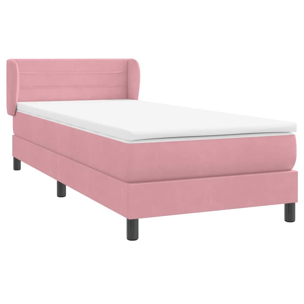 Box spring krevet s madracem ružičasti 90x220 cm baršunasti