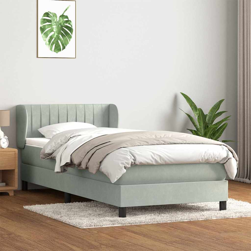Box Spring krevet s madracem svijetlo sivi 80x210 cm baršun