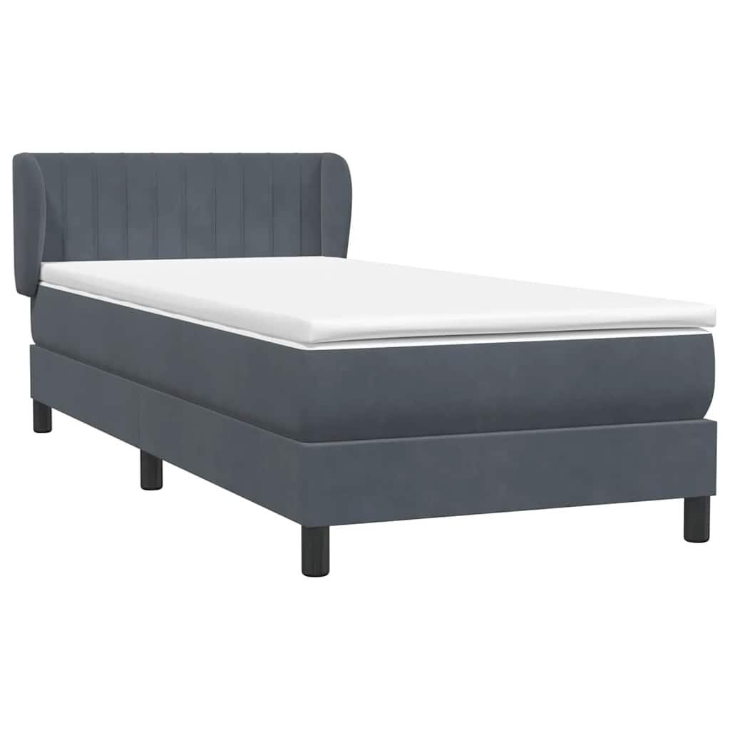 Box Spring krevet s madracem tamno sivi 80x210 cm baršun