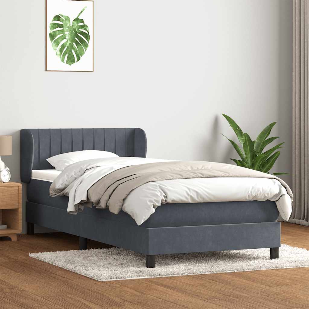 Box Spring krevet s madracem tamno sivi 80x210 cm baršun
