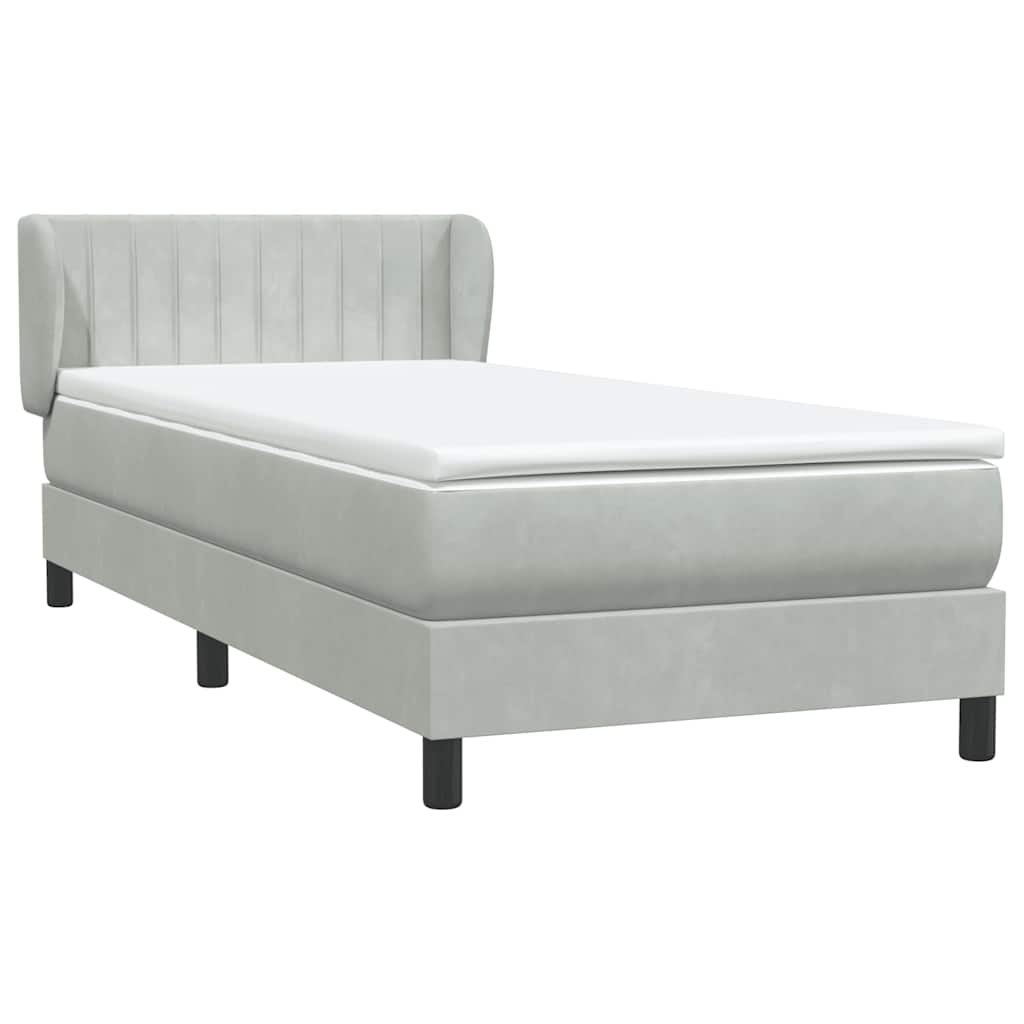 Box Spring krevet s madracem svijetlo sivi 90x210 cm baršun