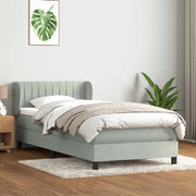 Box Spring krevet s madracem svijetlo sivi 90x210 cm baršun