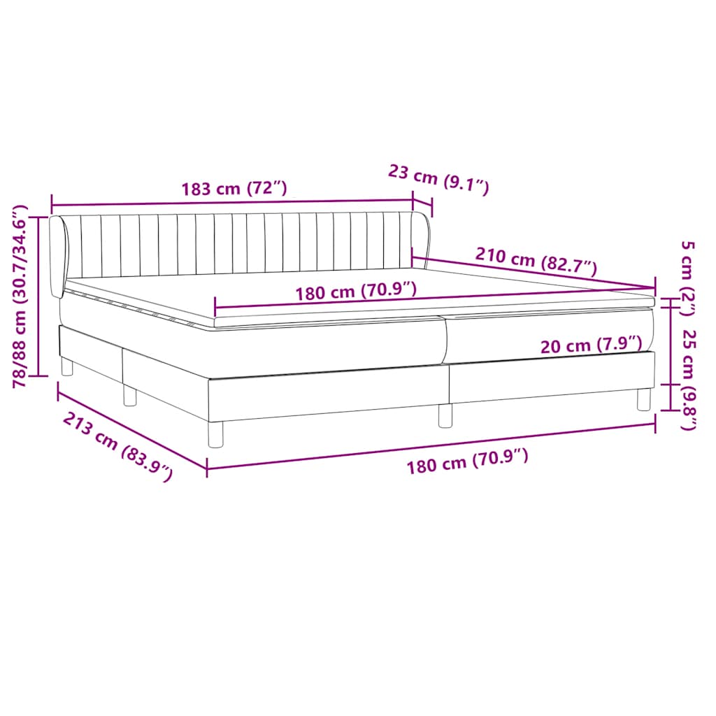 Box Spring krevet s madracima tamno sivi 180x210 cm baršun
