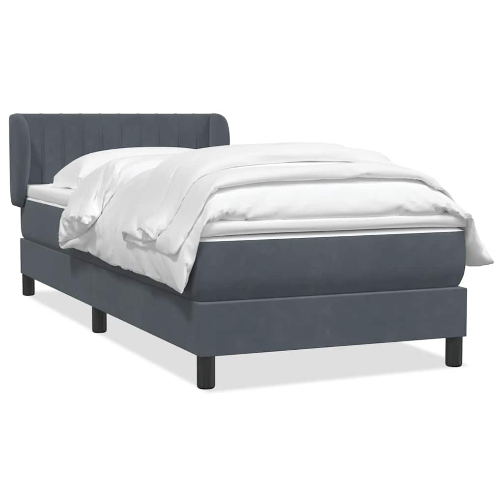 Box spring krevet s madracem tamnosivi 90x220 cm baršunasti
