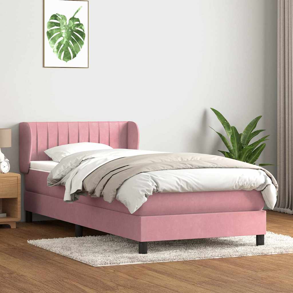 Box spring krevet s madracem ružičasti 90x220 cm baršunasti