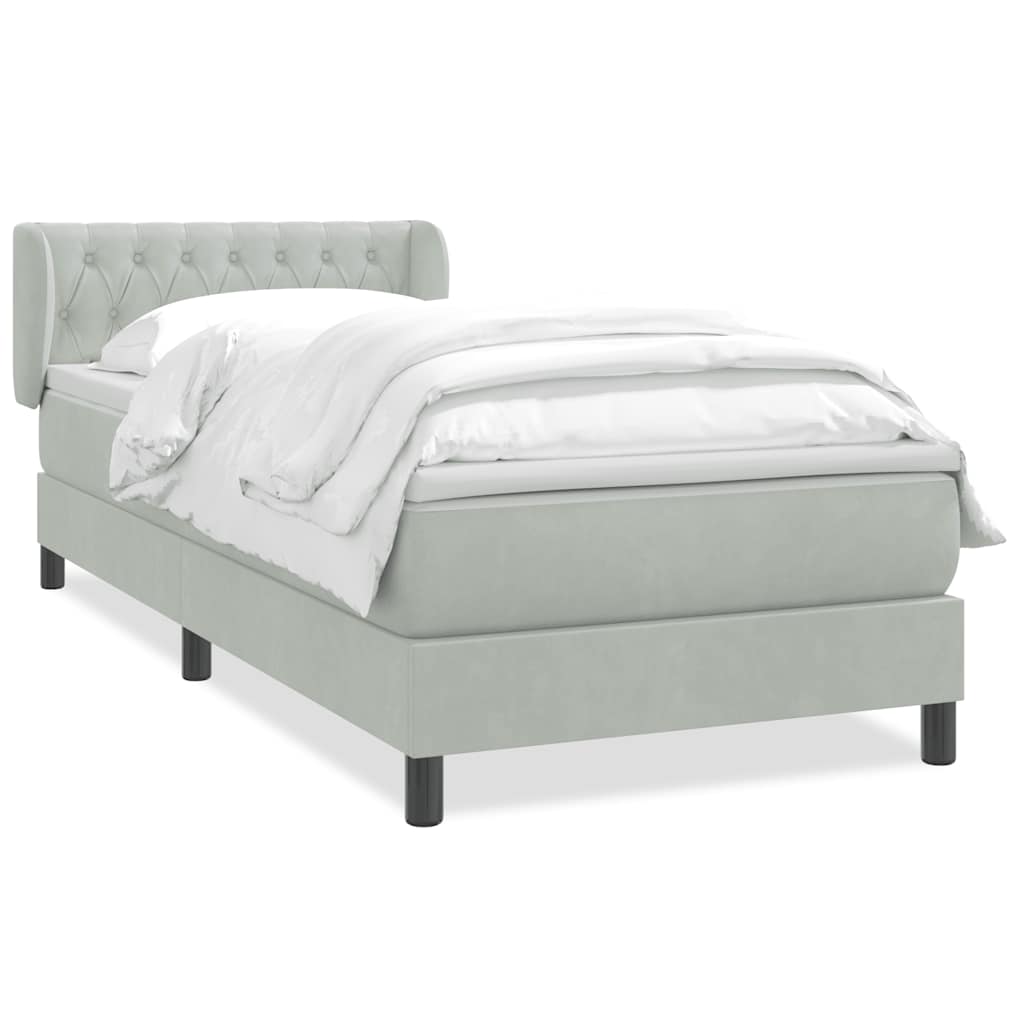 Box Spring krevet s madracem svijetlo sivi 80x210 cm baršun