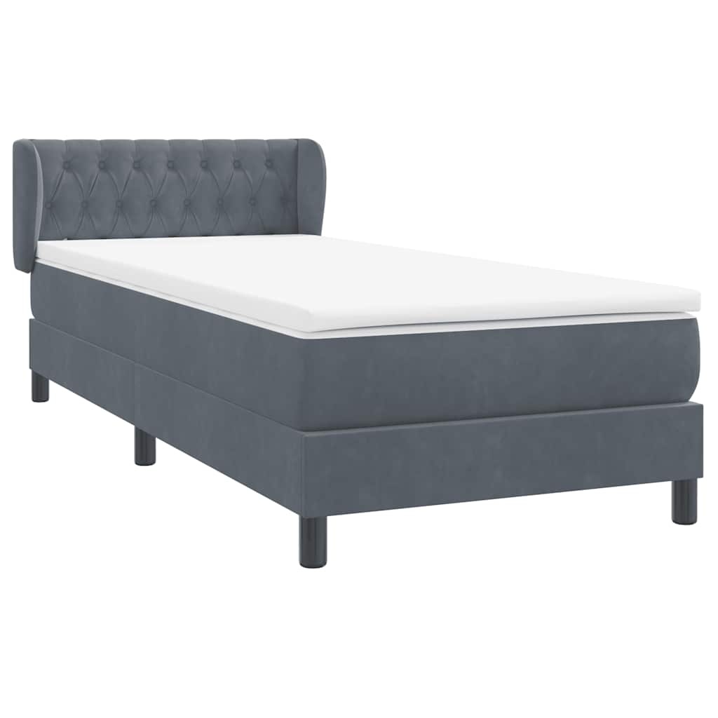 Box Spring krevet s madracem tamno sivi 80x210 cm baršun