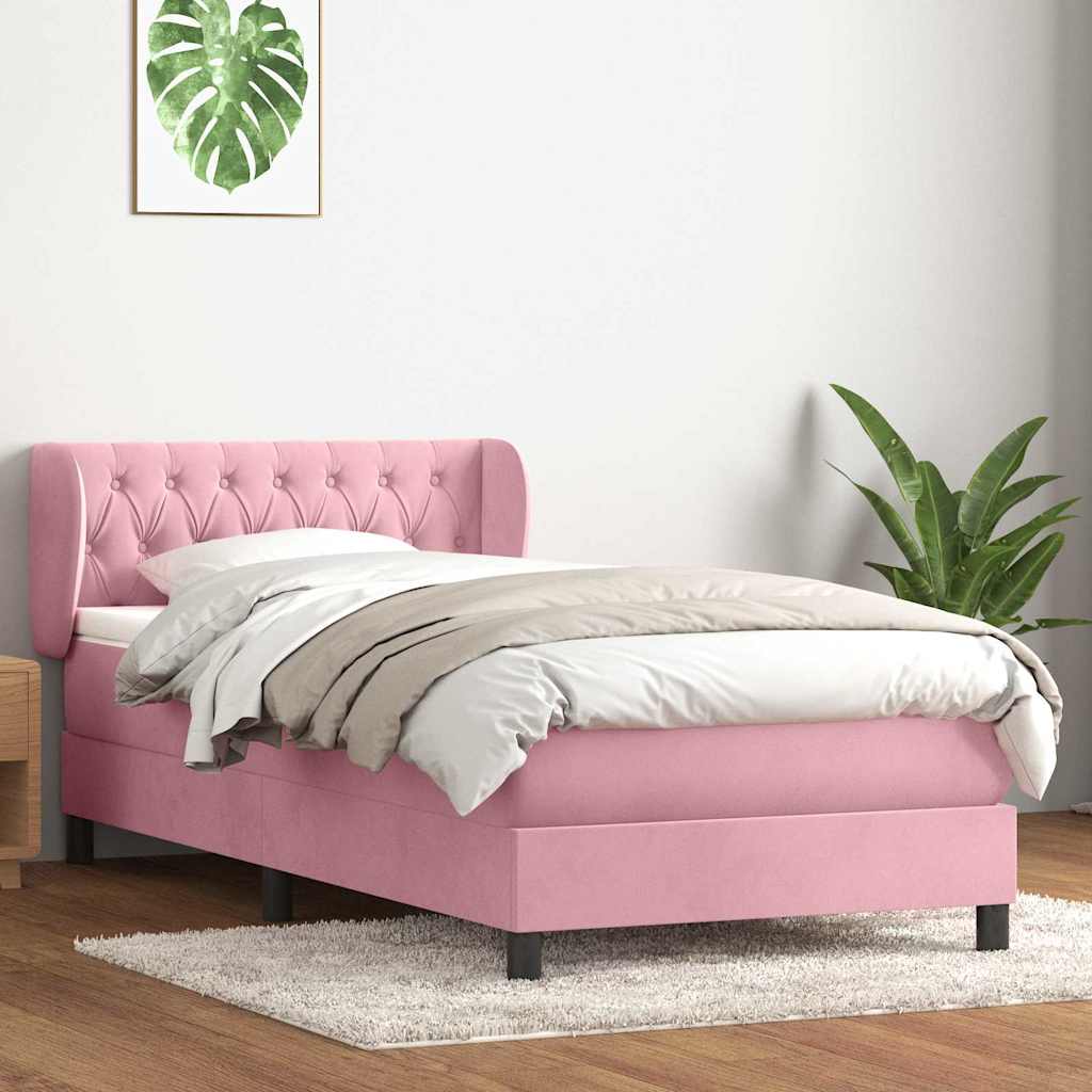 Box Spring krevet s madracem ružičasti 90x210 cm samt