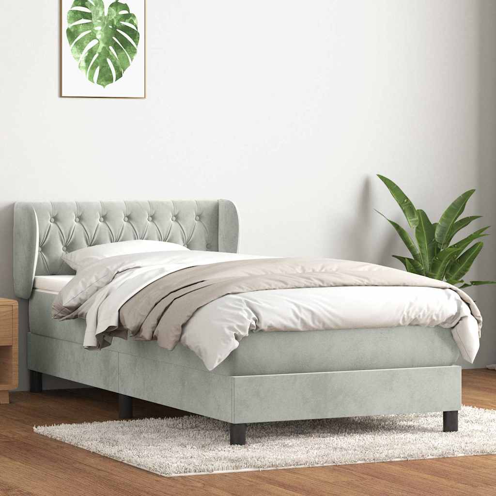 Box Spring krevet s madracem svijetlo sivi 80x220 cm samt
