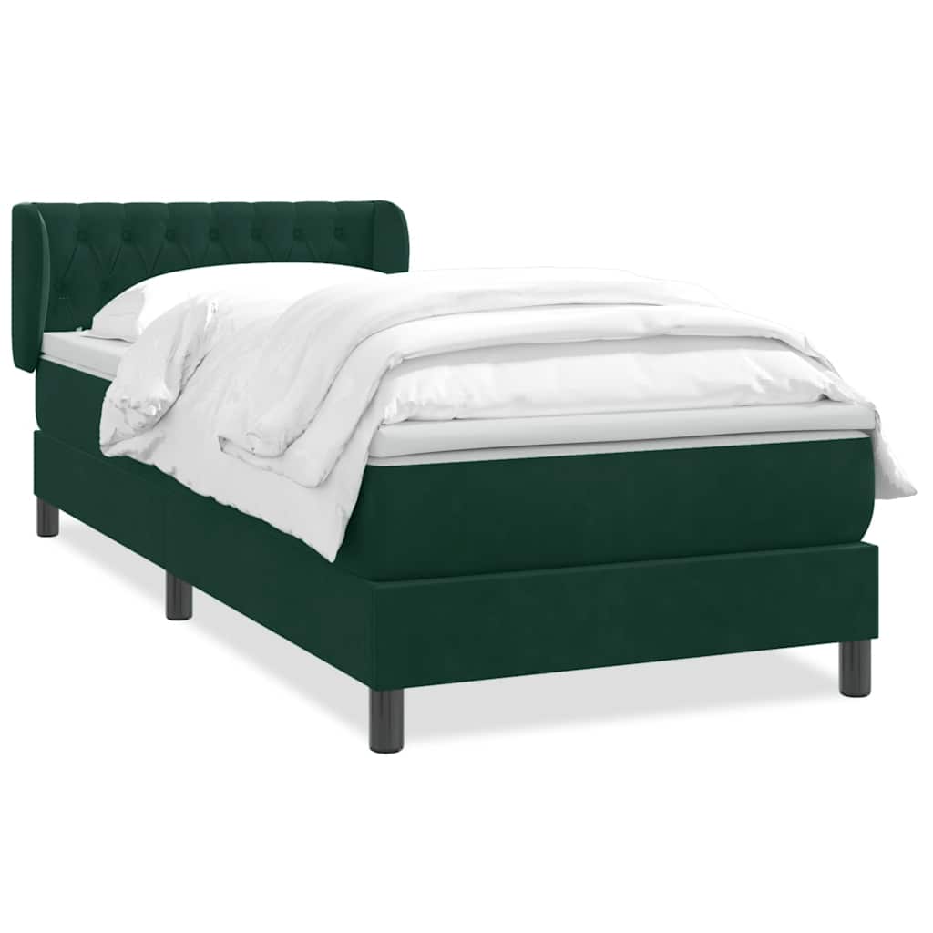 Box Spring krevet s madracem tamnozeleni 80x220 cm baršun