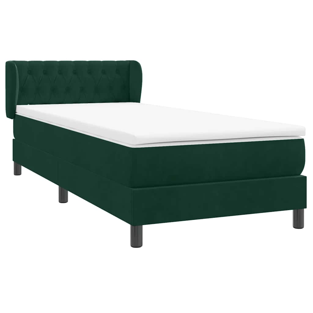 Box Spring krevet s madracem tamnozeleni 80x220 cm baršun